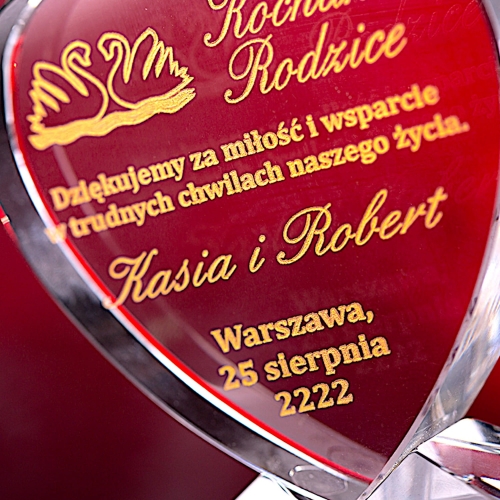 Grawerowany kryształ serce ze złoceniem prezent dla rodziców Dziadków Świadków Chrzestnych Dzień Babci Dziadka Matki Ojca Walentynki  0130e.jpg