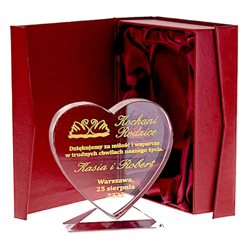 Grawerowany kryształ serce ze złoceniem prezent dla rodziców Dziadków Świadków Chrzestnych Dzień Babci Dziadka Matki Ojca Walentynki  0130h.jpg