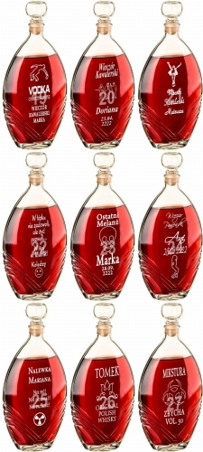 Piękna karafka z grawerem ze szprosami podziękowania dla rodziców prezent na rocznicę ślubu