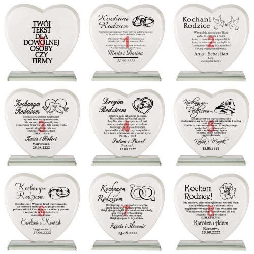 Grawerowana statuetka szklana z etui prezent dla rodziców urodziny rocznice