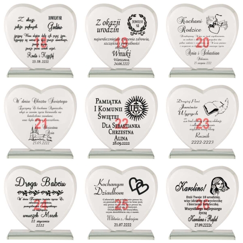 Grawerowana statuetka szklana z etui prezent dla rodziców urodziny rocznice