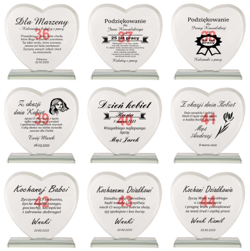 Grawerowana statuetka szklana z etui prezent dla rodziców urodziny rocznice