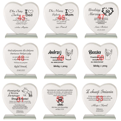 Grawerowana statuetka szklana z etui prezent dla rodziców urodziny rocznice