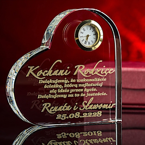 Kryształowa statuetka SERCE z zegarkiem oraz etui + złocenie podziękowania dla rodziców prezent na jubileusz 18 20 25 30 35 40 45 50 55 60 65 70 75 80 urodziny walentynki 0244a.jpg
