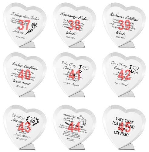 Kryształowe serce statuetka na 1-99 urodziny jubileusz - w cenie etui