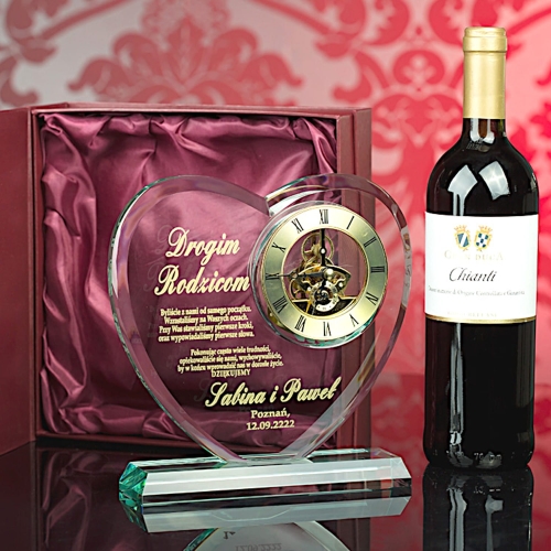 Szklane SERCE z dużym zegarem podziękowania dla rodziców dziadków świadków 1-99 urodziny rocznica ślubu 0274a.jpg