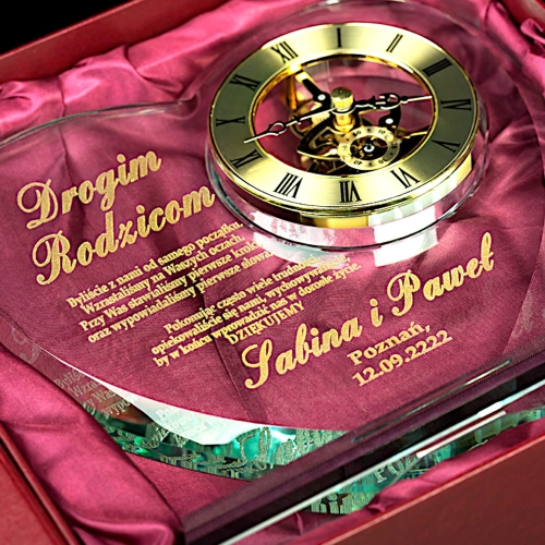 Szklane SERCE z dużym zegarem podziękowania dla rodziców dziadków świadków 1-99 urodziny rocznica ślubu 0274g.jpg