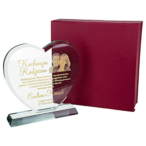 Grawerowana statuetka kryształowa SERCE ze zdjęciem PREZENT na 1-99 urodziny rocznicę ślubu jubileusz złote srebrne gody dla znajomych rodziców dzieci dziadków przyjaciół 0290f.jpg