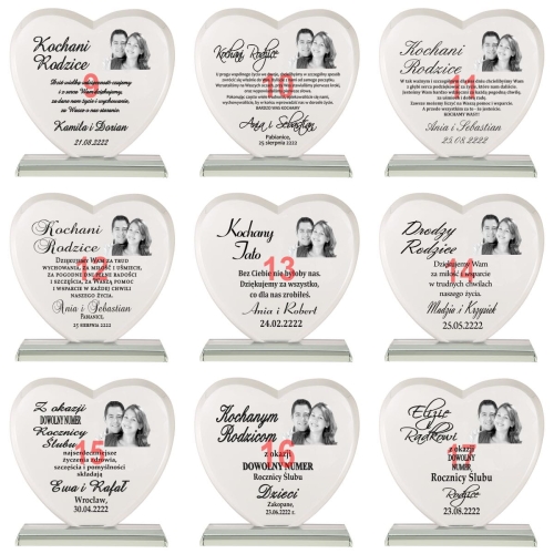 Grawerowana statuetka kryształowa ze zdjęciem prezent dla rodziców