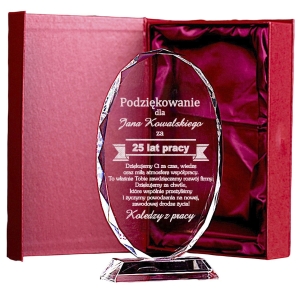 Kryształowy obelisk z grawerem i złoceniem podziękowania  prezent 1-99  rocznicę zatrudnienia jubileusz upominek biznesowy dla pracownika szefa emerytura 0151W20a.jpg