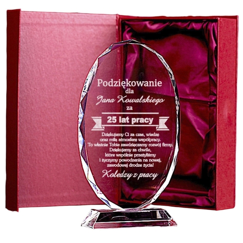 Kryształowy obelisk z grawerem i złoceniem podziękowania  prezent 1-99  rocznicę zatrudnienia jubileusz upominek biznesowy dla pracownika szefa emerytura 0151W20a.jpg