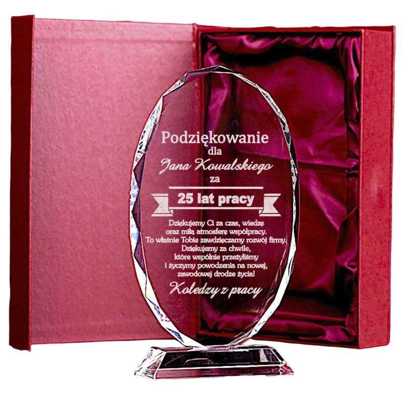 Kryształowy obelisk z grawerem i złoceniem podziękowania  prezent 1-99  rocznicę zatrudnienia jubileusz upominek biznesowy dla pracownika szefa emerytura 0151W20a.jpg