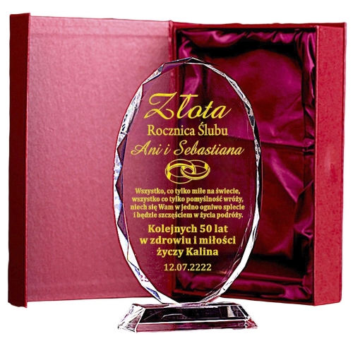 Duży Owalny Prezent Na Złotą Rocznicę Ślubu dla Rodziców Dziadków Znajomych Przyjaciół 1-99 lat ETUI w cenie 0151W37a.jpg