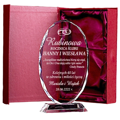 Prezent na Rubinową Kryształową Diamentową Szafirową Szmaragdową Rocznicę Ślubu Gody Jubileusz Kryształowy Prezent Upominek dla Rodziców Dziadków Znajomych Rodziny 0151W39a.jpg