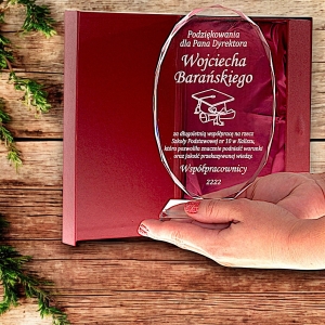 Elegancki Prezent dla Nauczyciela Nauczycielki Trenerki Trenera Podziękowanie – Personalizowana Kryształowa Statuetka z Grawerem