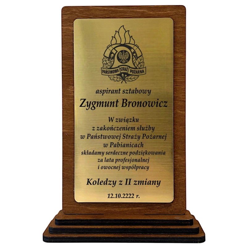 Tani Prezent dla Strażaka Grawerowana Statuetka Trofeum Odejście na Emeryturę ze Służby Awans Upominek 0358W14a.jpg