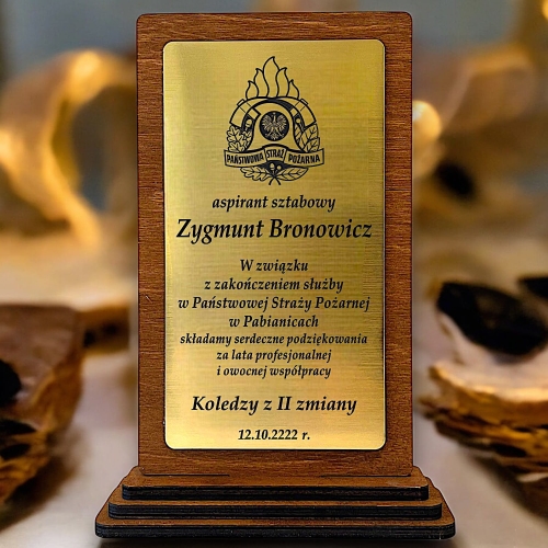 Tani Prezent dla Strażaka Grawerowana Statuetka Trofeum Odejście na Emeryturę ze Służby Awans Upominek 0358W14b.jpg