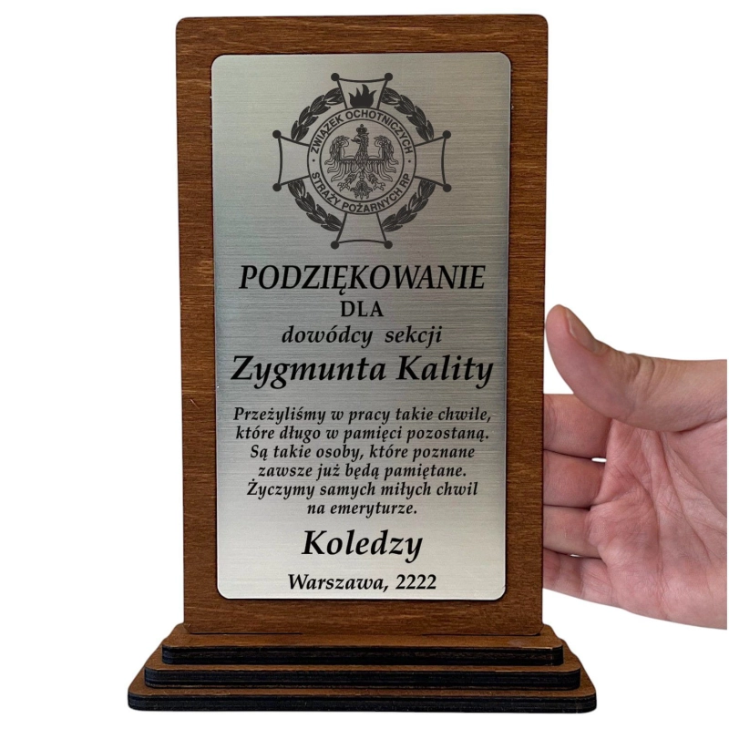 Tani Prezent dla Dowódcy Strażaka Druha za Zasługi Awans Odejście ze Służby Emeryturę - Statuetka grawerowana 0358W15a.jpg