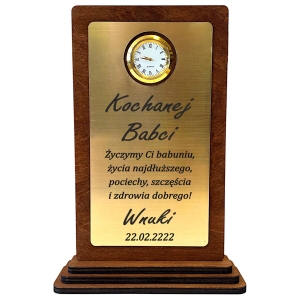 Tani i Porządny Prezent Upominek dla na Dzień Babci - statuetka grawerowana z zegarkiem  0359W22a.jpg