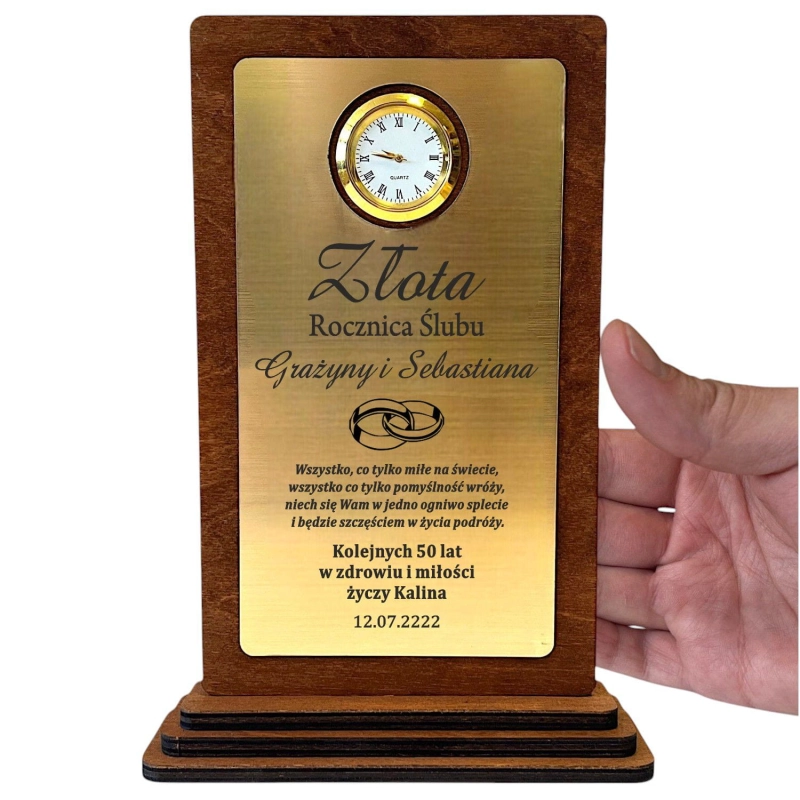 Piękna statuetka z Zegarem - Tani prezent na Rocznice Jubileusz Złota Srebrna 10 20 30 50 Rodzice Dziadkowie 0359W05a.jpg