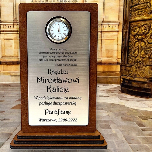 Piękna Tania i Okazała Statuetka z Zegarem dla Księdza Proboszcza Biskupa Prałata  0359W12b.jpg