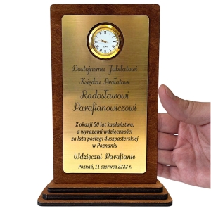 Tania Ładna statuetka dla Księdza Proboszcza Biskupa - Jubileusz Rocznica Święceń Kapłańskich 1-99 - Piękny Zegar Trofeum Dyplom 0359W13a.jpg