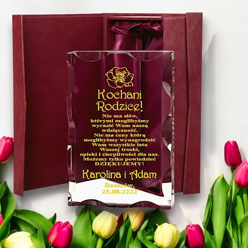 Elegancka Statuetka Podziękowanie dla Rodziców Dziadków - Ślub Wesele - Dowolny grawer w cenie