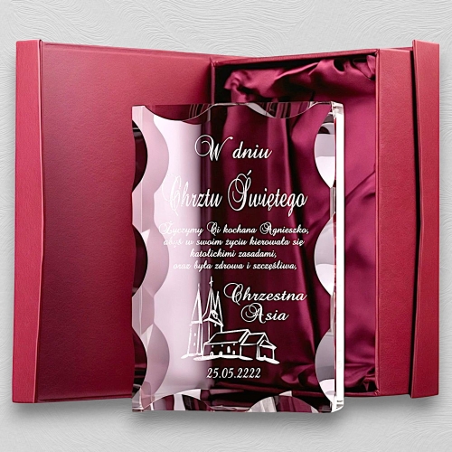 Elegancka Kryształowa Statuetka na Chrzest Chrzciny Komunia Podziękowanie - piękne etui własny tekst Super Upominek 0278W21b.jpg