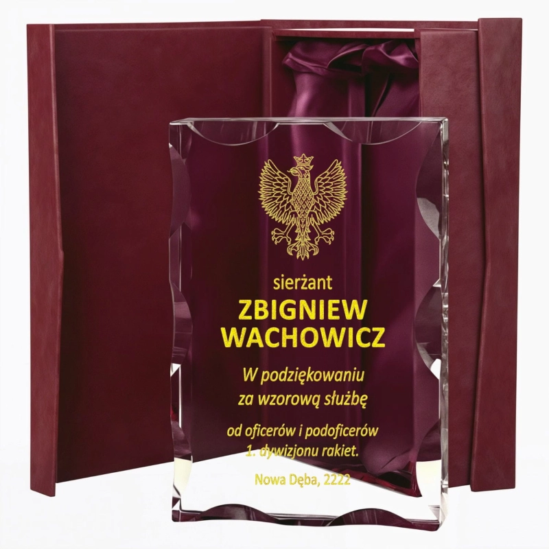 Elegancka Gruba Kryształowa Statuetka dla Żołnierza Wojskowego - Oryginalny prezent Podziękowanie za Awans Zakończenie Służby Szczególne Zasługi - Dowolny stopień - Grawer w cenie 0278W58a.jpg