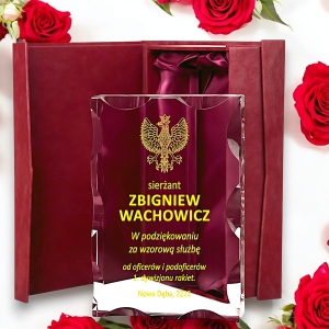 Elegancka Gruba Kryształowa Statuetka dla Żołnierza Wojskowego - Oryginalny prezent Podziękowanie za Awans Zakończenie Służby Szczególne Zasługi - Dowolny stopień - Grawer w cenie 0278W58b.jpg