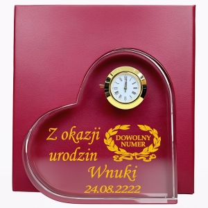 Grawerowane kryształowe WIECZNA SERCE z ZEGARKIEM prezent podziękowania 1-99 urodziny jubileusz rocznica ślubu WALENTYNKI dla żony koleżanki przyjaciółki 0244W13a.jpg