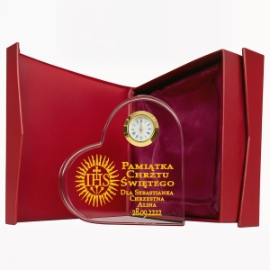 Pamiątka Pierwszej Komunii Świętej - Prezent Serce Zegar dla Dziecka od Babci Dziadka Chrzestnej Chrzestnego 0244W15a.jpg