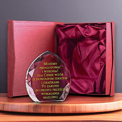 Elegancka Kryształowa Statuetka na Urodziny 1-99 - piękne etui własny tekst TANI Super Upominek