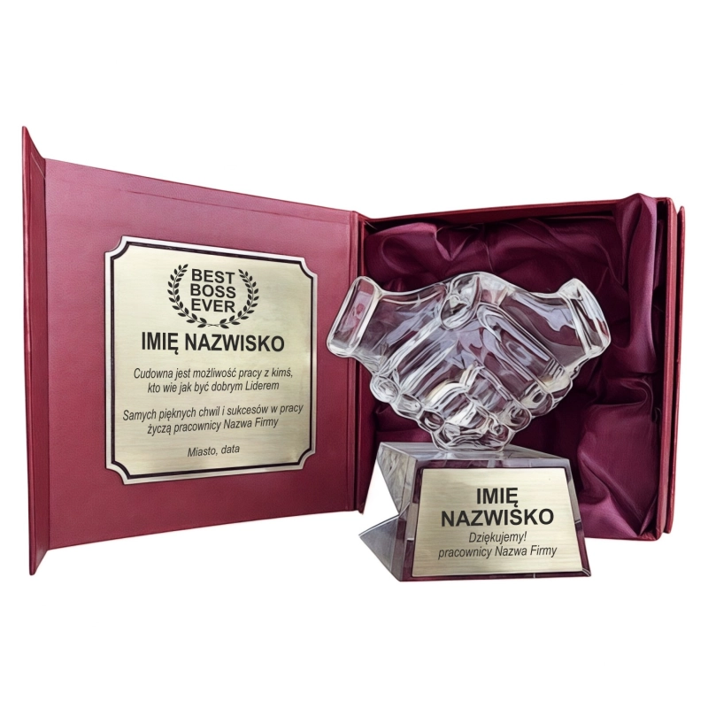 Grawerowana statuetka Gratulacje Nagroda Trofeum podziękowanie prezent firmowy upominek dla prezesa pracownika kierownika dyrektora szefa firmy współpracującej partnera biznesowego 0363W03a.jpg