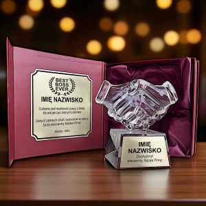 Grawerowana statuetka Gratulacje Nagroda Trofeum podziękowanie prezent firmowy upominek dla prezesa pracownika kierownika dyrektora szefa firmy współpracującej partnera biznesowego 0363W03b.jpg