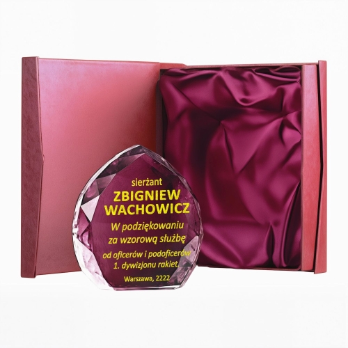 Prezent dla żołnierza wojskowego na jubileusz służby wybitne osiągnięcia grawerowany kryształ z etui 0149W44a.jpg