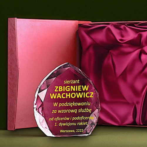 Prezent dla żołnierza wojskowego na jubileusz służby wybitne osiągnięcia grawerowany kryształ z etui 0149W44b.jpg