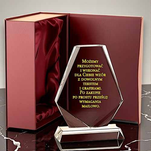 Kryształowa statuetka obelisk upominek biznesowy firmowy z ozdobnym etui prezentowym w cenie.  0262W00b.jpg
