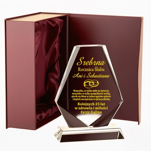 Statuetka Grawerowana na prezent na złotą srebrną perłową kryształową cynową kryształową 1-99 rocznicę ślubu jubileusz dla rodziców dziadków znajomych przyjaciół 0262W49a.jpg