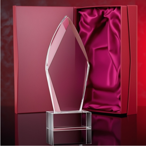 Ogromna, duża i ciężka statuetka  w kształcie płomienia z etui ozdobnym. Mierzy aż 26 cm i jest wykonana z kryształu. W cenie dowolny grawer złocenie / srebrzenie.  Jest odpowiednia jako upominek biznesowy firmowy oraz na okazje prywatne. 0324a3.jpg