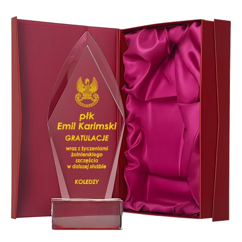 Prezent Upominek na 10 15 20 25 30 35 40 45 50 jubileusz zatrudnienia służby pracy dla pracownika kolegi koleżanki z pracy funkcjonariusza żołnierza generała kapitana pułkownika KRYSZTAŁ 26 cm 0324W53a.jpg