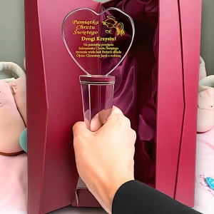 Elegancka Kryształowa Statuetka na Chrzest Chrzciny Podziękowanie Pamiątka Prezent - piękne etui własny tekst Super Upominek na lata... 0260W43b.jpg