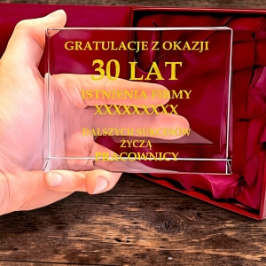 Piękny biznesowy upominek prezent podarunek na rocznicę działalności firmy dla szefa od pracowników lub zaprzyjaźnionej firmy - dowolny grawer i etui w cenie - TANI i PROSTY DYPLOM GRATULACJE TROFEUM