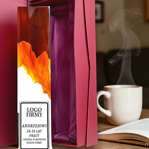 Upominek Biznesowy Luksusowy - Statuetka Grawerowana Obelisk Blok Żywyczny 1-99 Rocznica Jubileusz założenia Firmy