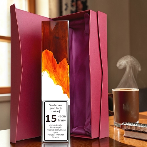 Upominek Biznesowy - Statuetka Grawerowana Obelisk z Żywicy 1-99 Rocznica Jubileusz założenia Firmy Urodziny Szefa