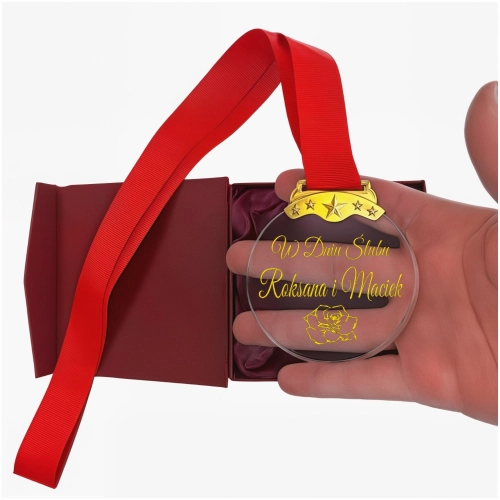 Kryształowy Medal Prezent z Okazji Ślubu dla Rodziców Dziadków Świadków Podziękowanie Tanie Tani Upominek  0372W02a.jpg