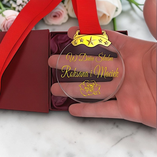 Kryształowy Medal Prezent z Okazji Ślubu dla Rodziców Dziadków Świadków Podziękowanie Tanie Tani Upominek  0372W02b.jpg