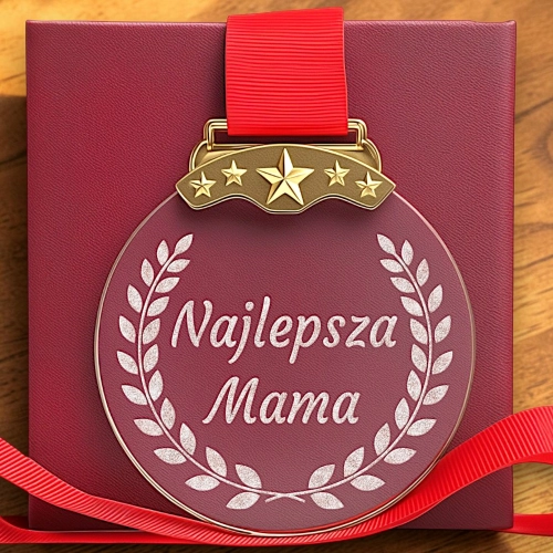 Medal dla Mamy Tani Prezent Upominek na 45 55 65 75 85 95 urodziny od Dzieci Syna Córki Kryształowy Upominek Grawerowany 