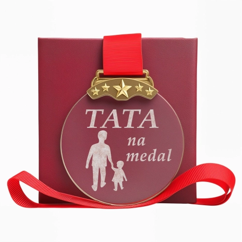 Tani Prezent dla Taty Dzień Ojca Tatusia Kryształowy Medal Pamiątkowy Grawerowany z Etui Ozdobnym w Cenie Prezent na 40 50 60 70 80 90 Urodziny 0372W05a.jpg