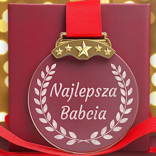 Tani Niedrogi Prezent dla na Dzień Babci Medal Kryształowy Grawerowany Pamiątkowy z Etui Prezentowym Prezent na Lata
